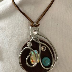 Leather wire wrap Swarovski crystals